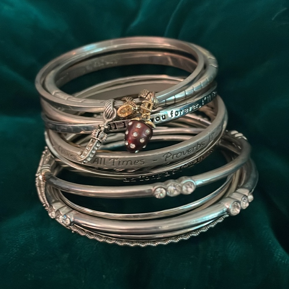 Silver tone bracelet bundle
